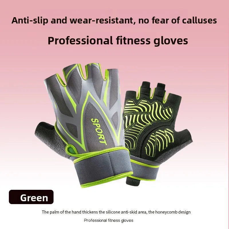 Guantes de entrenamiento de medio dedo en verde