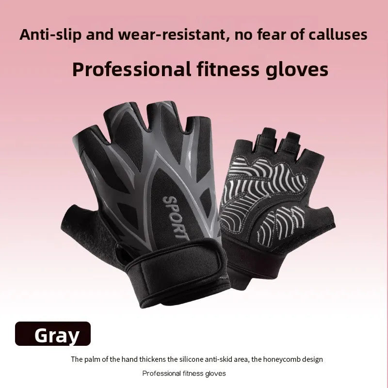 Guantes de entrenamiento de medio dedo en gris