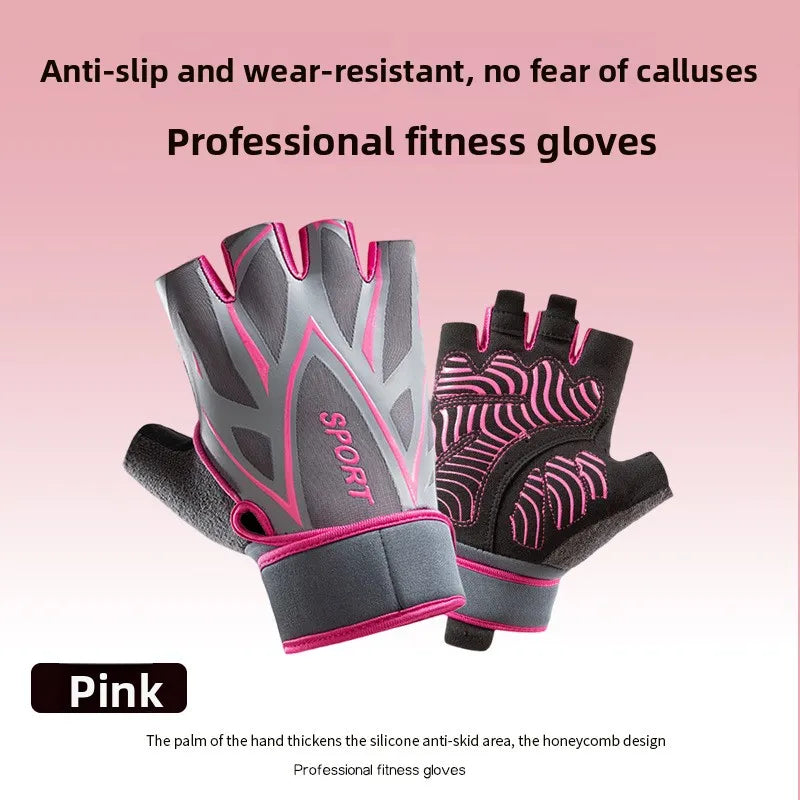 Guantes de entrenamiento de medio dedo en rosa